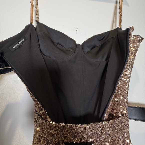 NEW Nadine Merabi LUCINDA GOLD JUMPSUIT Sz:XL Original Price $545 - Picture 7 of 11